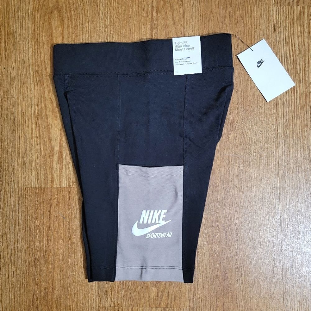 Nike Sportswear NSW Women's Tights Bike Shorts Black Grey Size Small S New Logo